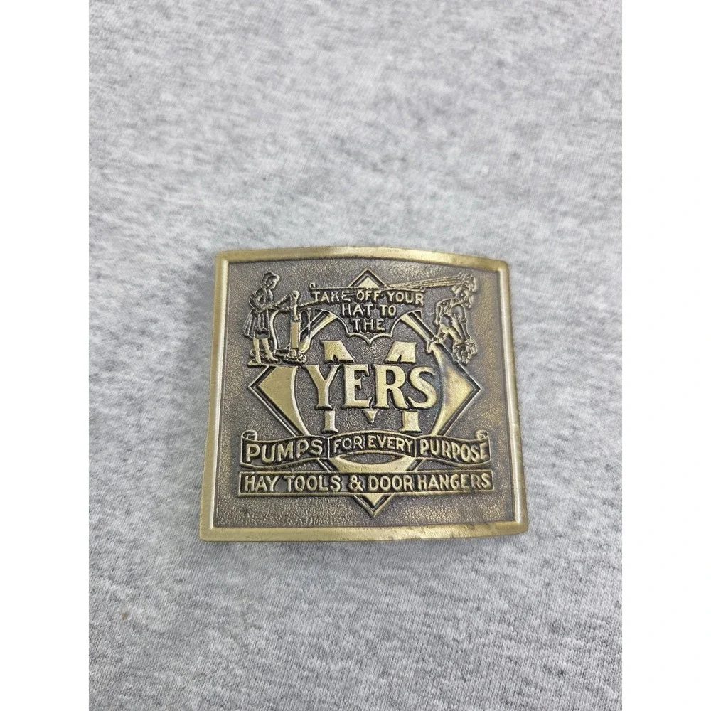 Vintage Heavy Working Class Myers Pumps Farm Equipment Belt Buckle Lewis Co